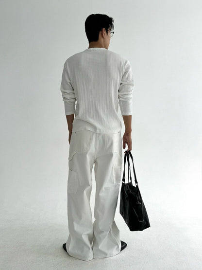 Ribbed Henley Long Sleeve Tee