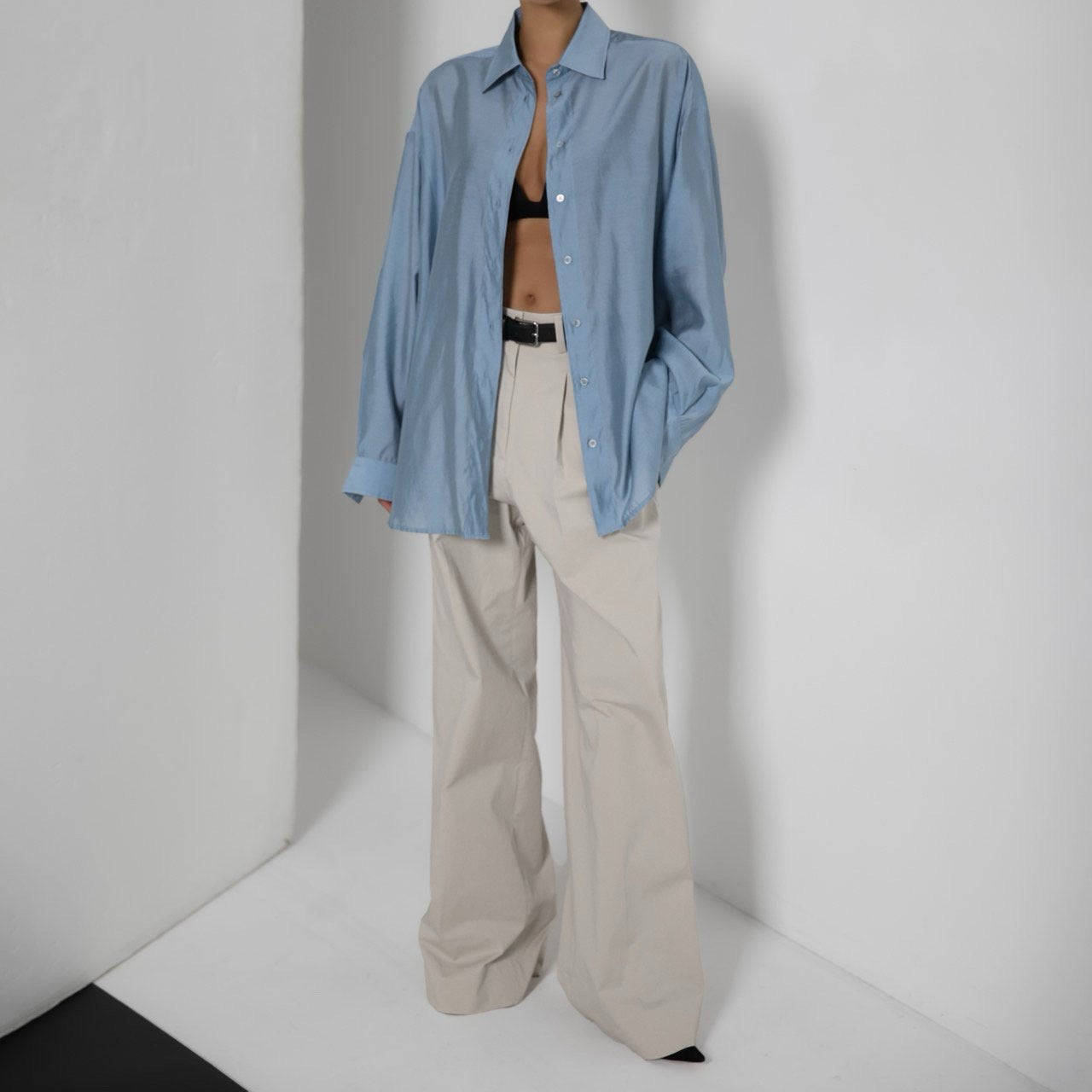 [PAPERMOON] SS / Cotton Two Pin-Tuck Wide Trousers