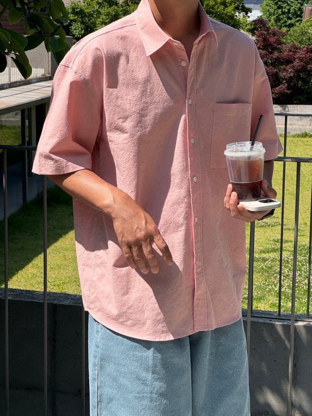 Pigment-Washed Nylon Shirt Jacket