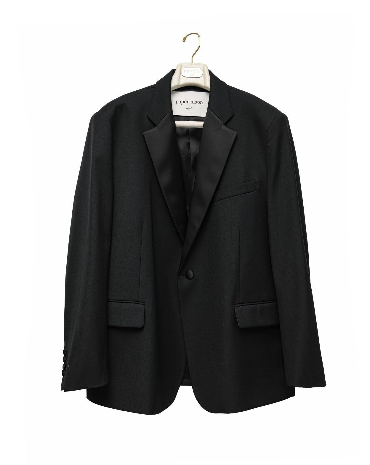 [PAPERMOON] SS / Oversized Silky Lapel Single Tuxedo Blazer