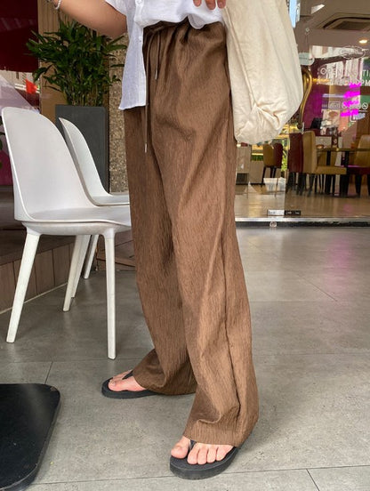 Crinkle Texture Wide Pants