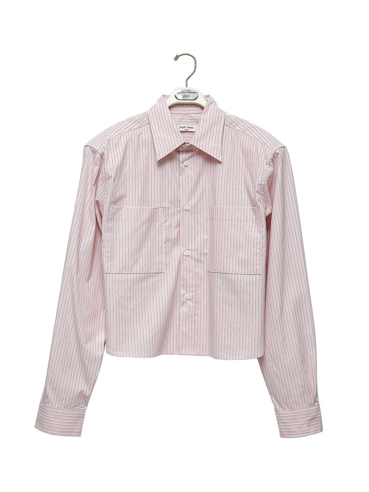 PAPERMOON Striped Pocket Detail Cropped Shirt