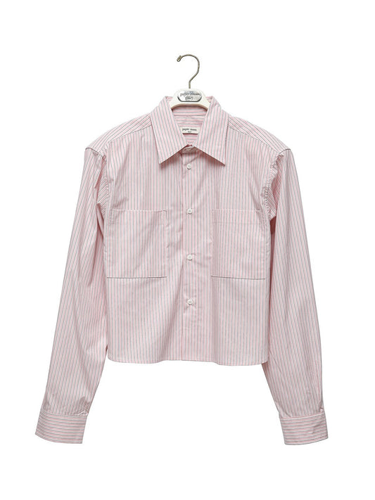 PAPERMOON Striped Pocket Detail Cropped Shirt