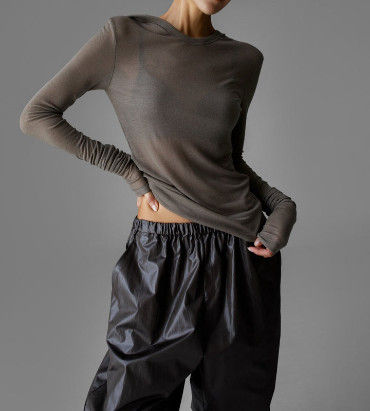 【PAPERMOON ペーパームーン】AW / Maxi Sleeve Sheer Hooded Top