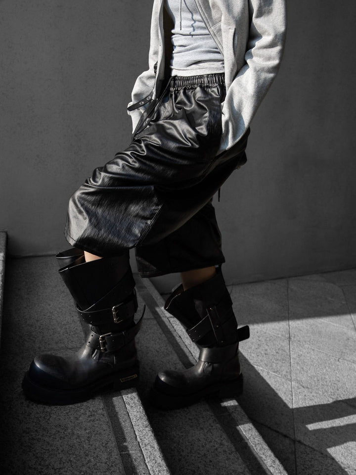 【PAPERMOON ペーパームーン】SS / Tech Leather Bermuda Pants