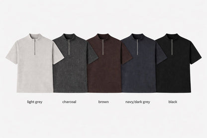 Ribbed Slim Zip Short Sleeve T-Shirt