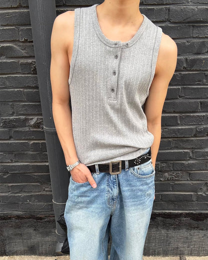 Compact Rib Henley Tank