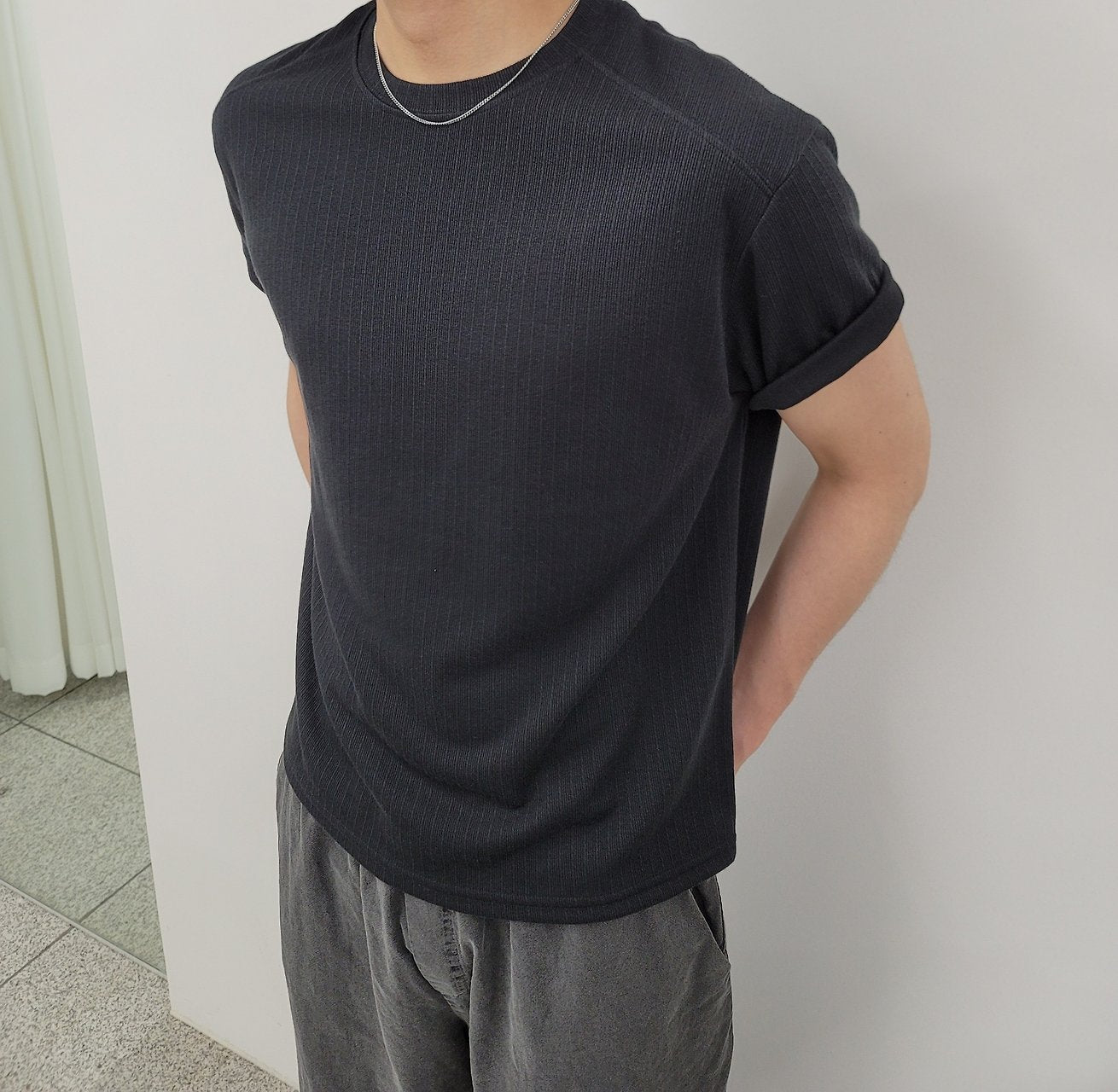Shoulder Muscle Ribbed T-Shirt