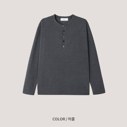 Soft Rib Henley Neck Knit