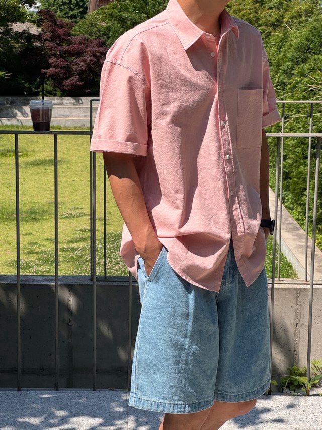 Pigment-Washed Nylon Shirt Jacket