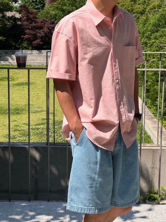 Pigment-Washed Nylon Shirt Jacket