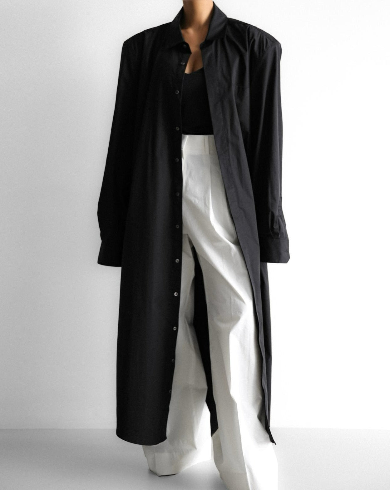 【PAPERMOON 페이퍼 문】SS / Trench Belted Detail Button Down Maxi Shirt Dress