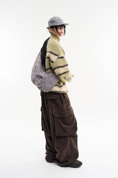 Wave Stripe Zip-Up Knit