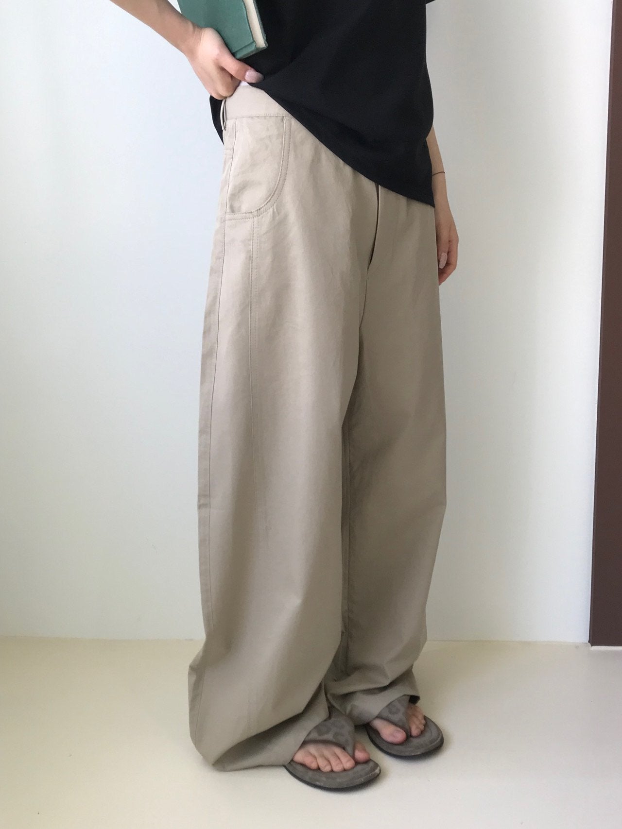 Soft Curve Wide Cotton Pants