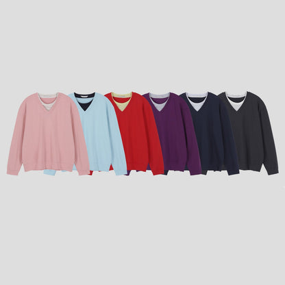 レイヤードVネック長袖Tシャツ