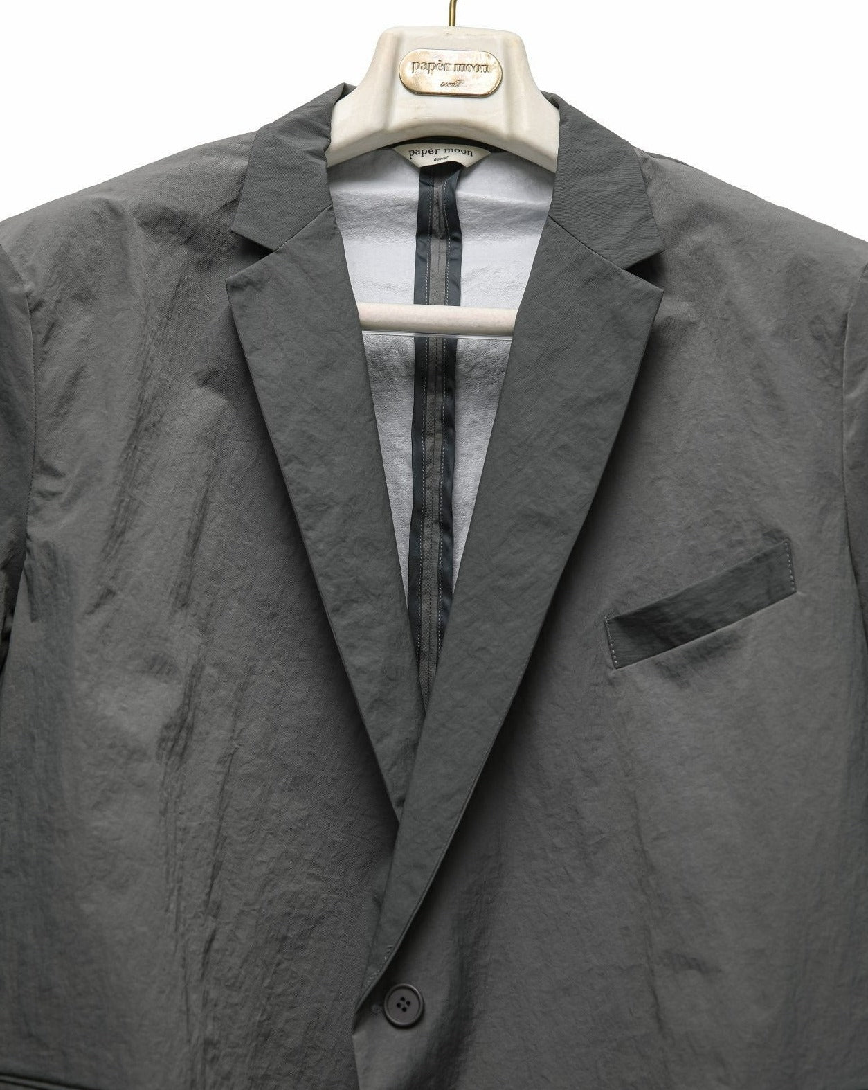 【PAPERMOON 페이퍼 문】SS / Oversized Back Side Slit Nylon Twill Blazer