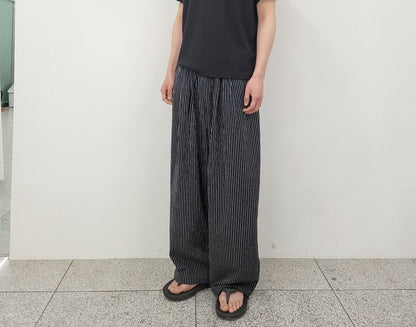 Bulky Fit Stripe Linen Pants