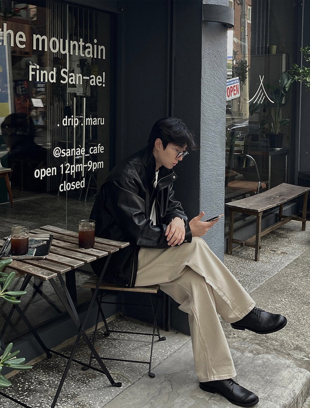 Glow Leather Blouson Jacket