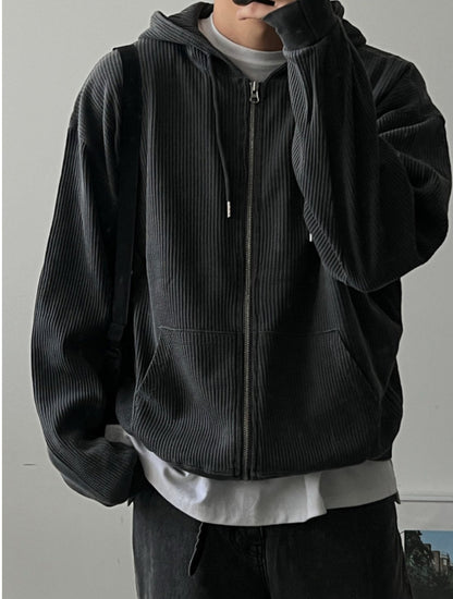 Waffle Hooded Zip-up