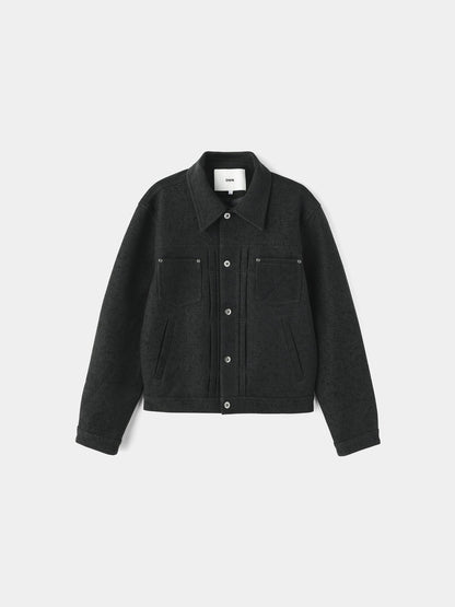 Moss Rivet Leather Trucker Jacket