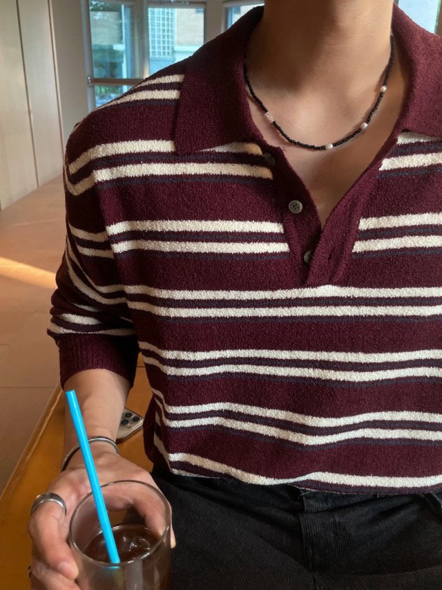 Lora Bouclé Stripe Collar Knit