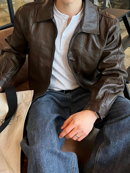 Curved Vegan Leather Jacket
