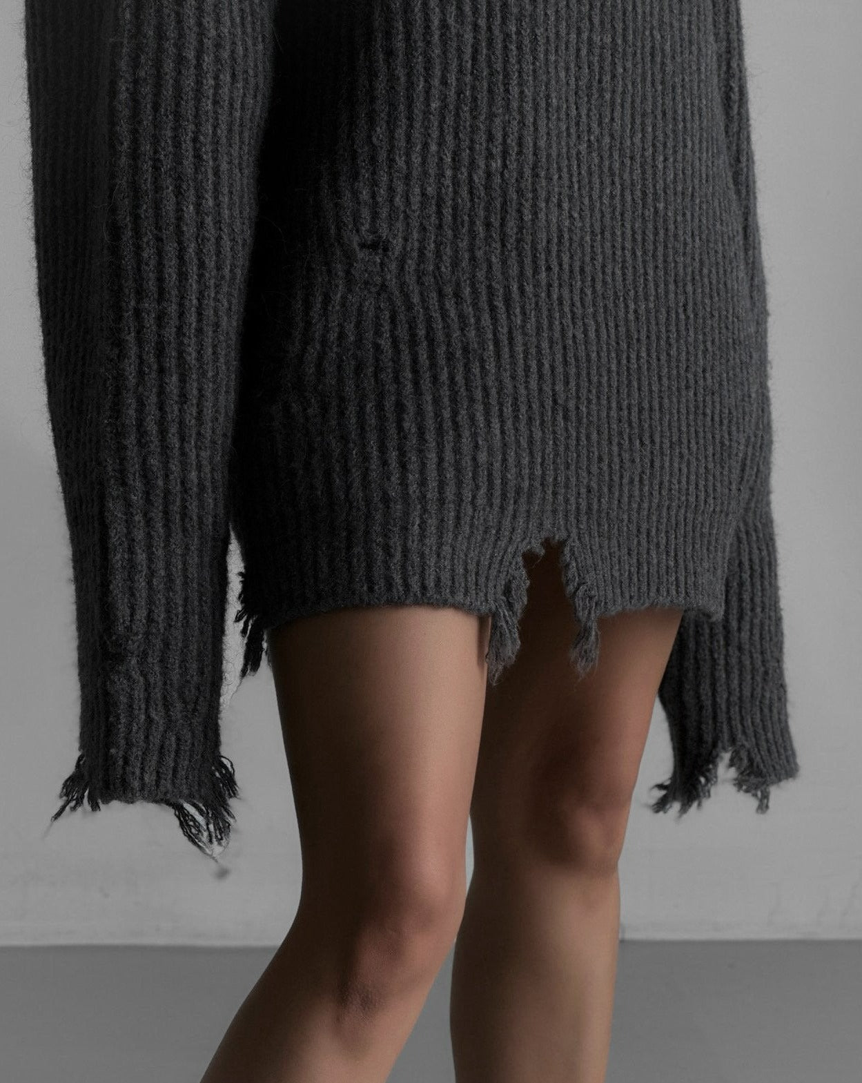 [Ready to ship] [PAPERMOON] AW / Alpaca Blend Wool Chunky Oversized Distressed Turtleneck Knit