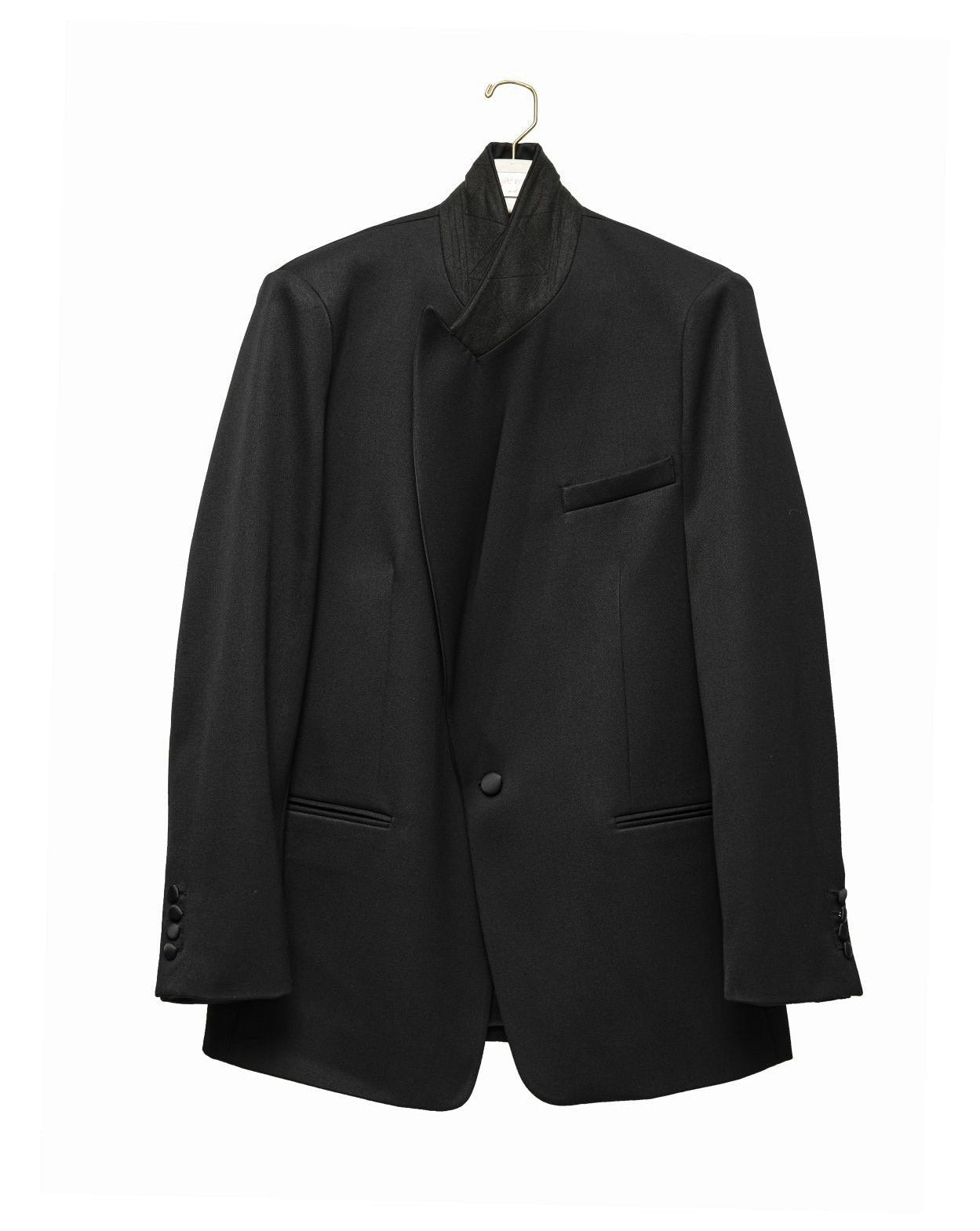 【PAPERMOON ペーパームーン】SS / Satin Peaked Lapel Oversized Tuxedo Blazer