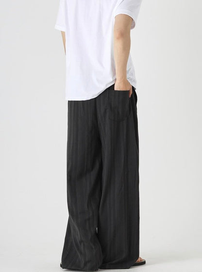 Tone-on-Tone Stripe Banding Slacks