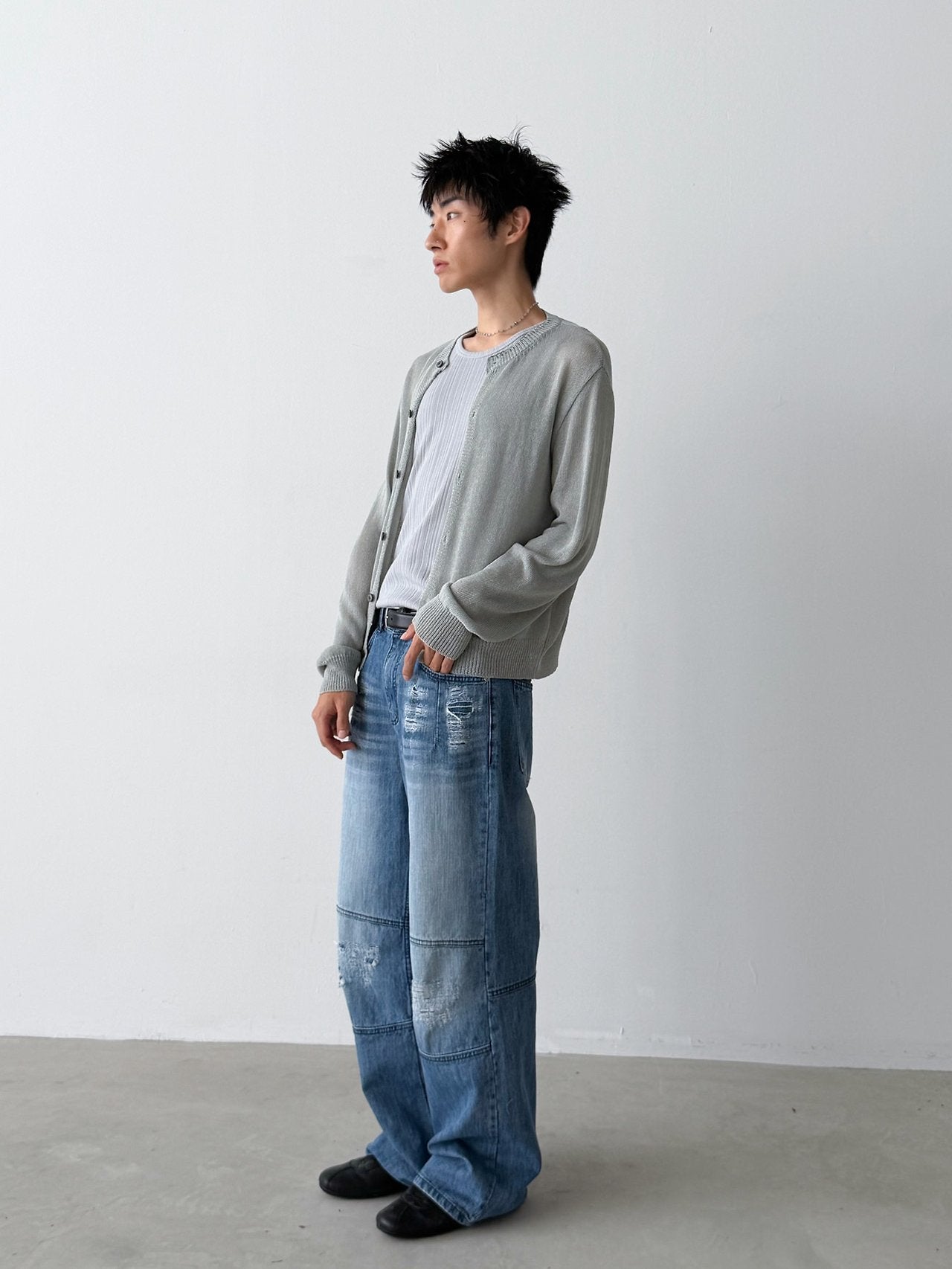 Pigment-Washed Nylon Shirt Jacket