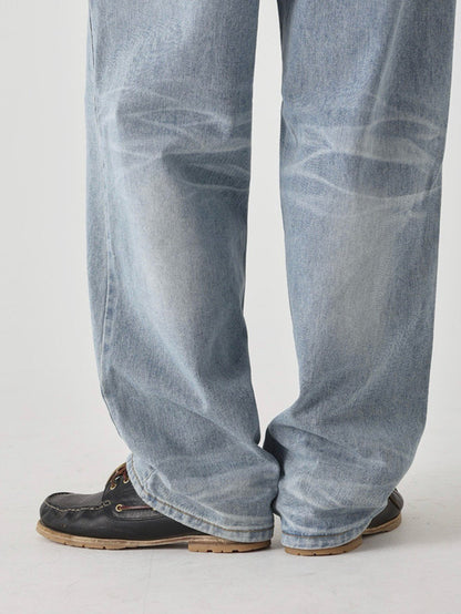 Sand Washed Wide Denim Pants