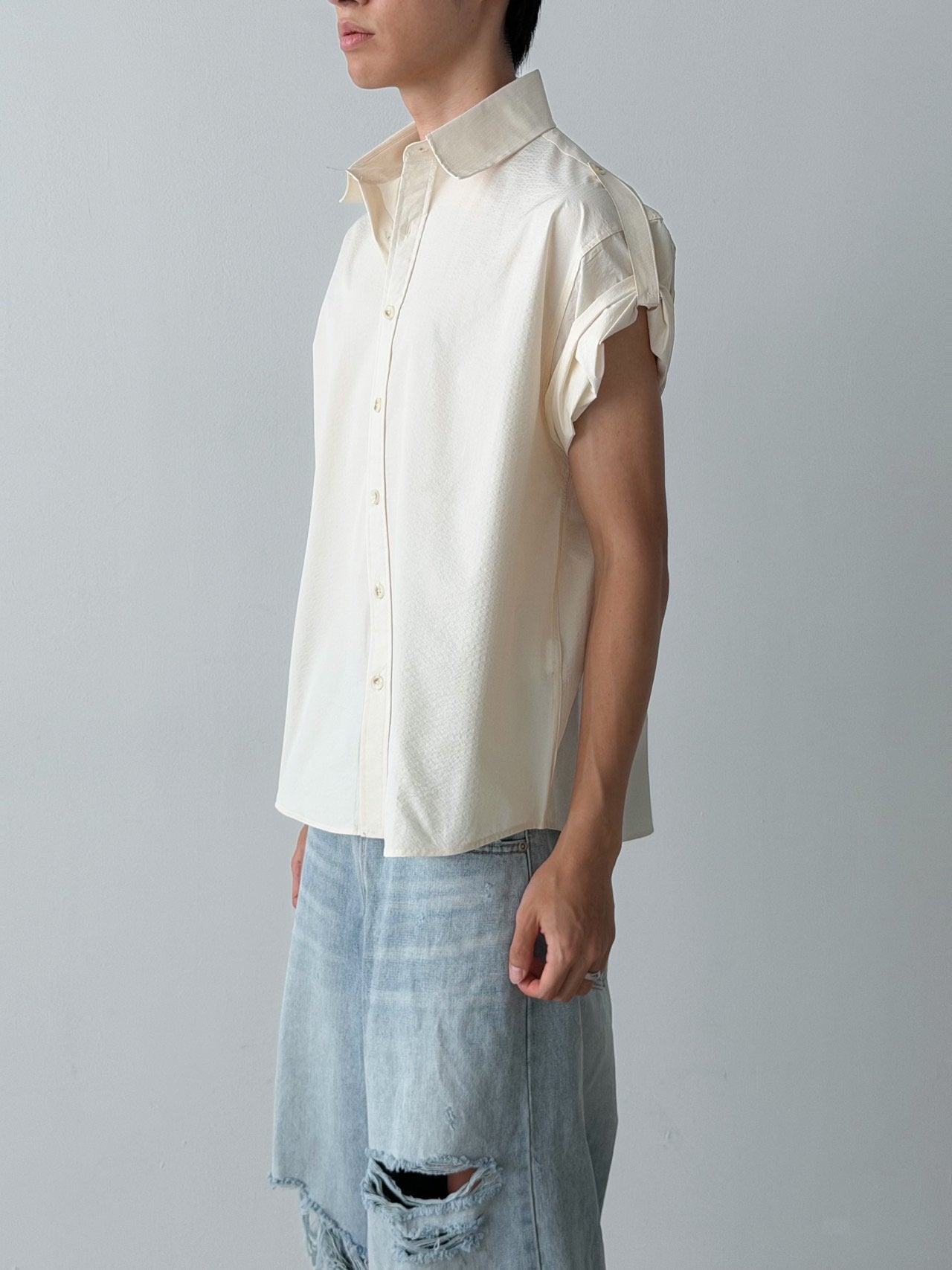 Pigment-Washed Nylon Shirt Jacket