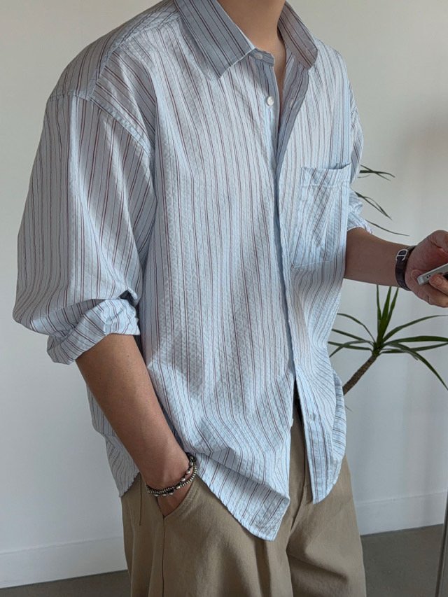 Rough Stripe Oversized Shirt