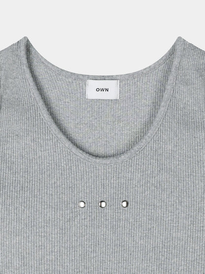 METAL DETAIL RIBBED TANK TOP