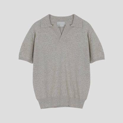 Blend Linen Open Collar Knit