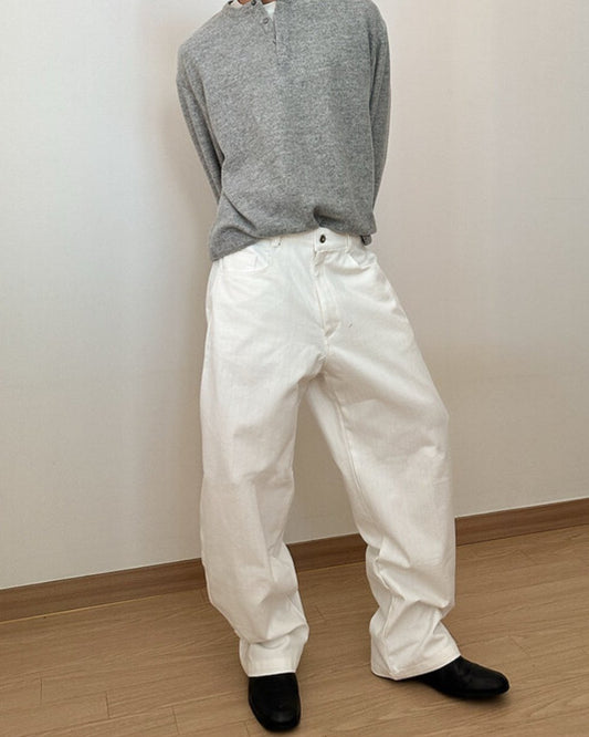 Balloon Stripe Tapered Denim Pants