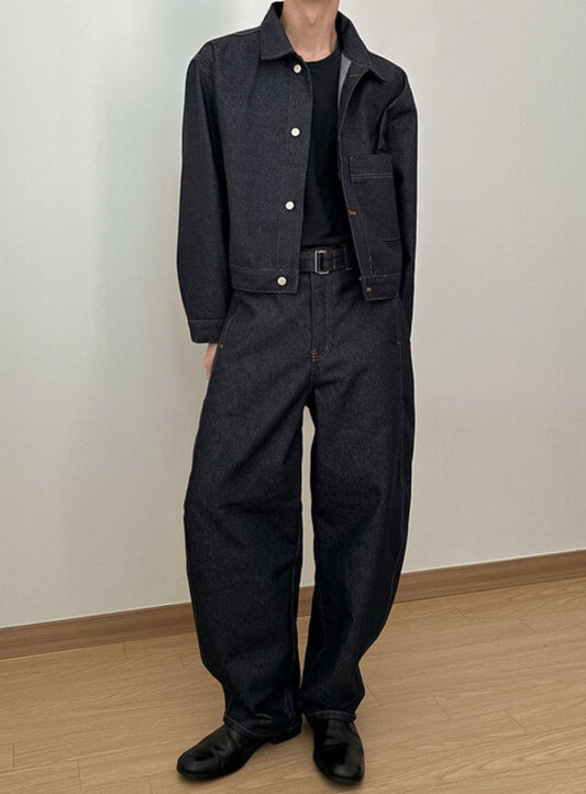 Non-Fade Wide Tapered Denim Pants