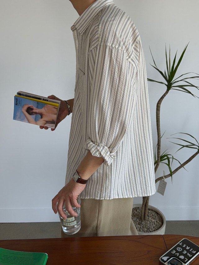 Rough Stripe Oversized Shirt