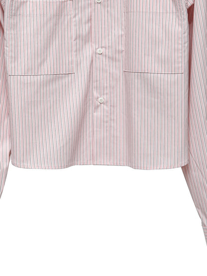 PAPERMOON Striped Pocket Detail Cropped Shirt