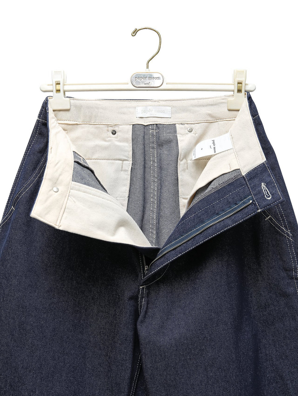 PAPERMOON ペーパームーン ステッチディテールワイドバギーデニムパンツ