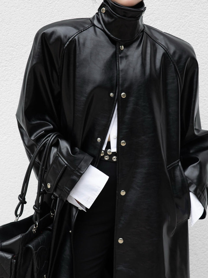 【PAPERMOON ペーパームーン】AW / Classic Raglan Snap Leather Coat