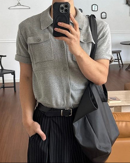 Pigment-Washed Nylon Shirt Jacket