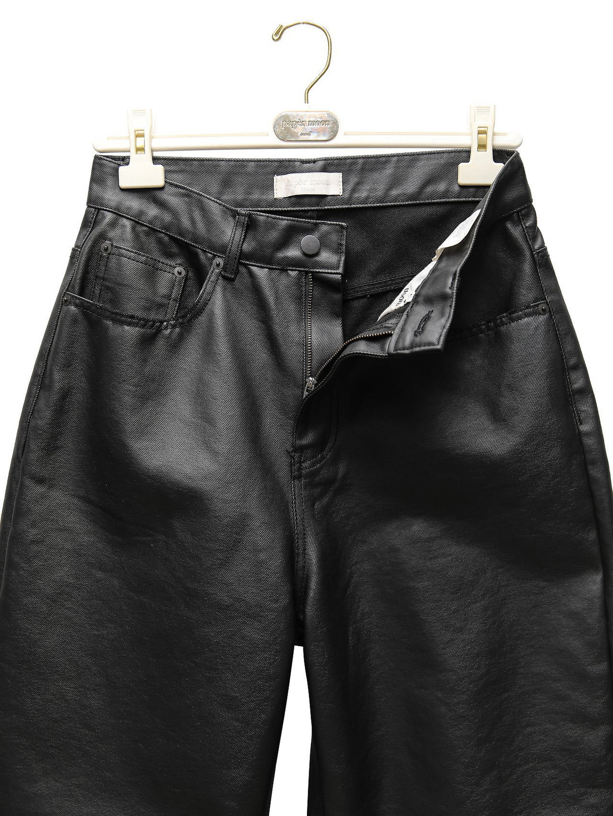 PAPERMOON Oversized Black Coated Denim Jeans