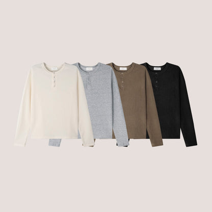 Soft Waffle Henley Long Sleeve