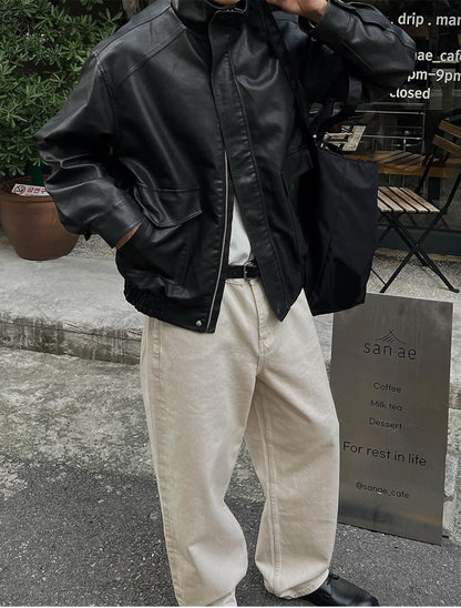 Glow Leather Blouson Jacket