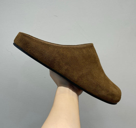 Italian Suede Leather Mule Sandals