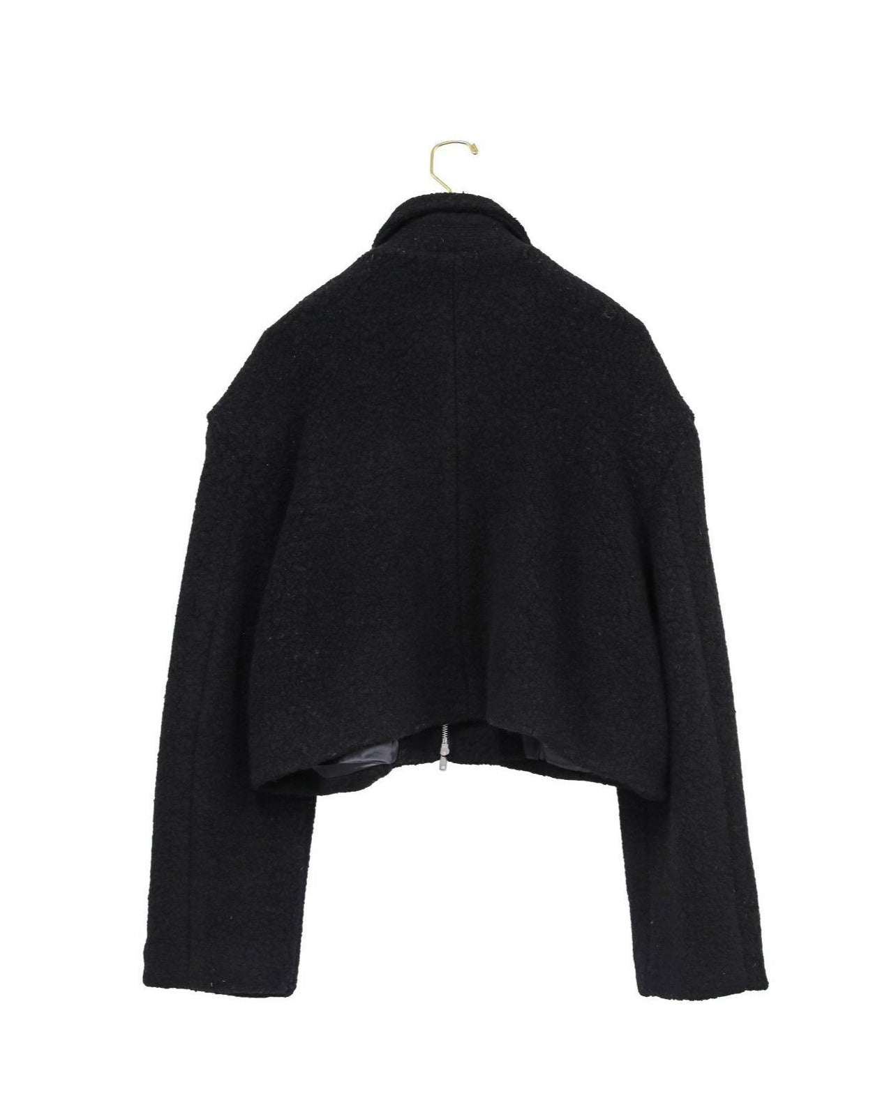 [Ready to ship] [PAPERMOON Paper Moon] AW / Bouclé Alpaca Blend Wool Cropped Two Way Zipped Jacket