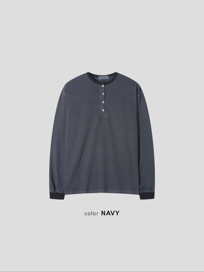 Pigment Stripe Henry Neck T-Shirt