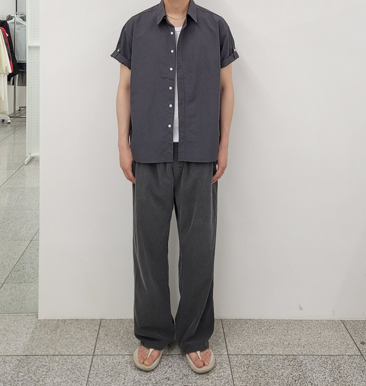 Pigment-Washed Nylon Shirt Jacket