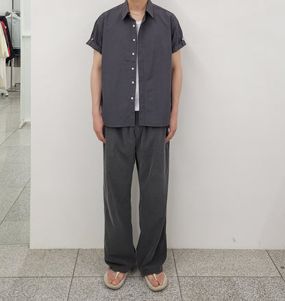 Wide Shoulder Nylon Roll-Up Shirt